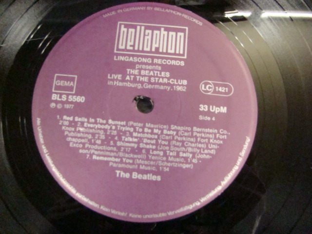 独盤２LP/Live! At The Star-club In Hamburg, Germany 1962／BLS5560／BELLAPHON_画像8