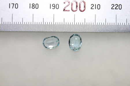  blue topaz, oval fa set 2 piece (6mm×8mm) exist sasi hole 