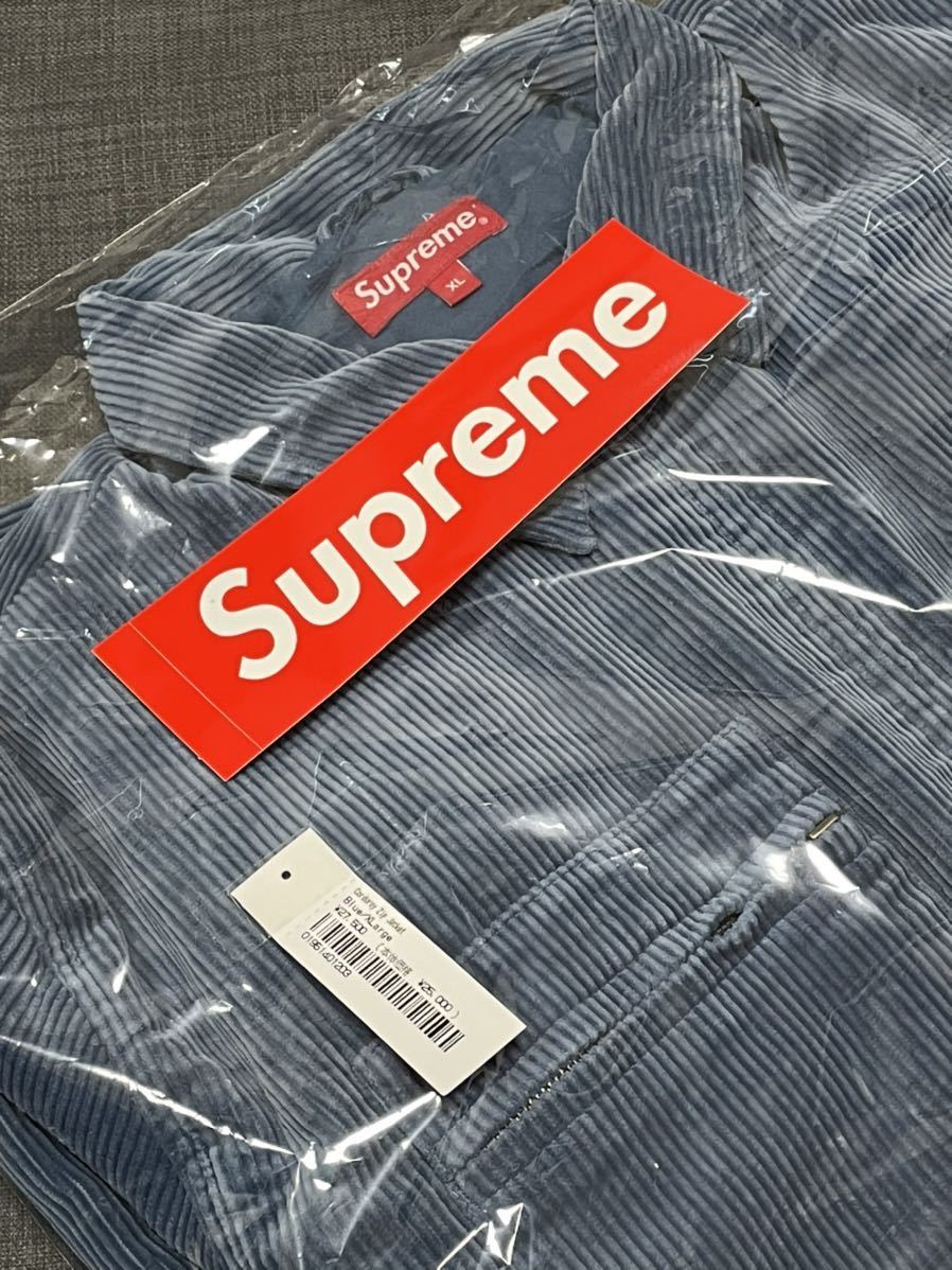 【期間限定お試し価格】 Corduroy Supreme 青 XL - Supreme Zip Blue Jacket ブルゾン