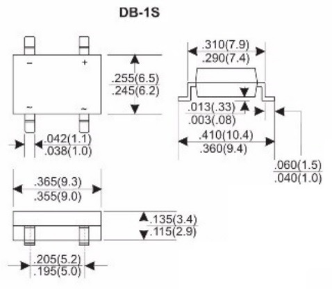 1A 1000V. diode Bridge integer .DB107S!