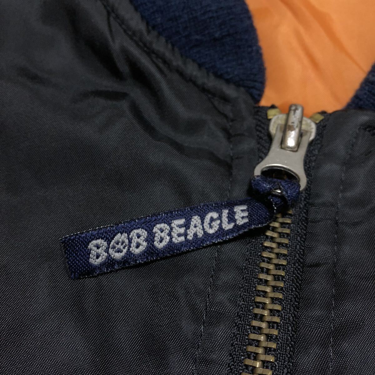 【レア】90's BOB BEAGLE イーストボーイ MA-1 フライトジャケット 男性用 メンズ Lサイズ ブラック 刺繍 ミリタリー 古着  a102