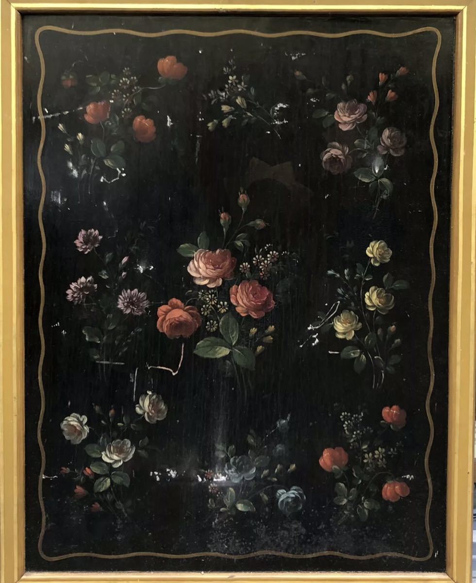 絵画 油絵/油彩 静物画 花/花瓶 19世紀/19th フランス派 ダブルサイド
