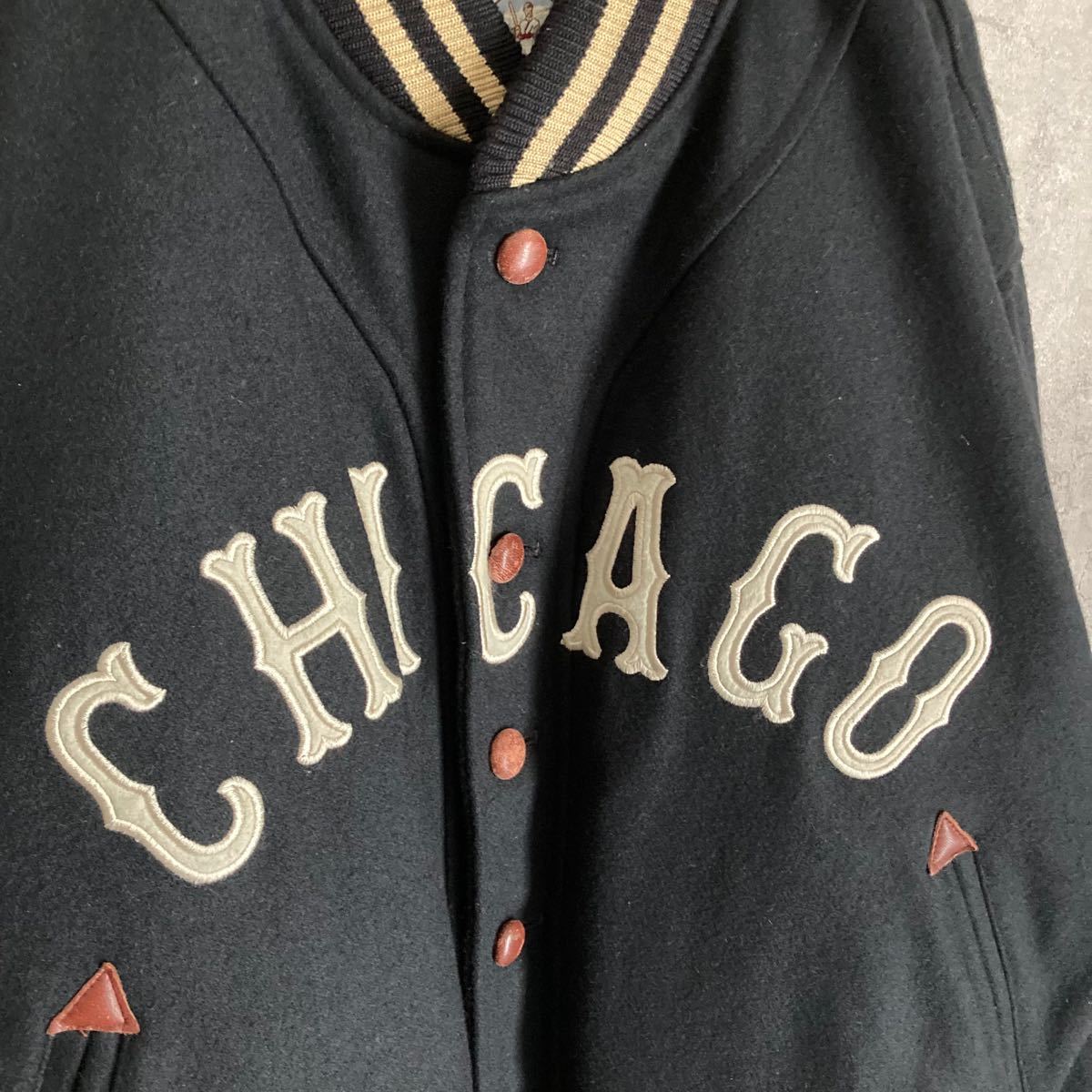 極希少 80s COOPERSTOWN ホワイトソックス 刺繍 スタジャン ブラック