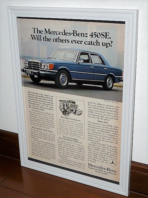 1974年 USA 70s vintage 洋書雑誌広告 額装品 Mercedes Benz 450SE メルセデスベンツ / 検索 店舗 ガレージ 看板 サイン ディスプレイ (A4)_画像1