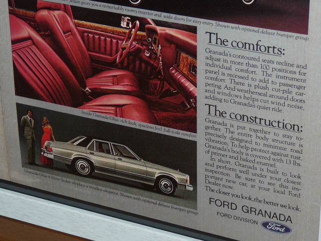 1974年 USA 洋書雑誌広告 額装品 Ford Granada フォード グラナダ / 検索用 ガレージ 店舗 看板 ディスプレイ マーキュリー モナーク (A3) _画像7