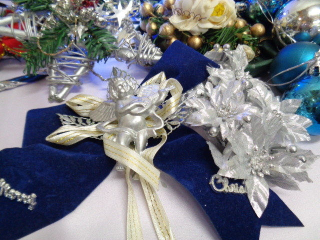 クリスマスグッズ　ツリーデコレーション　飾り/オーナメント/イルミネーション　鮮やかブルー　中古品　