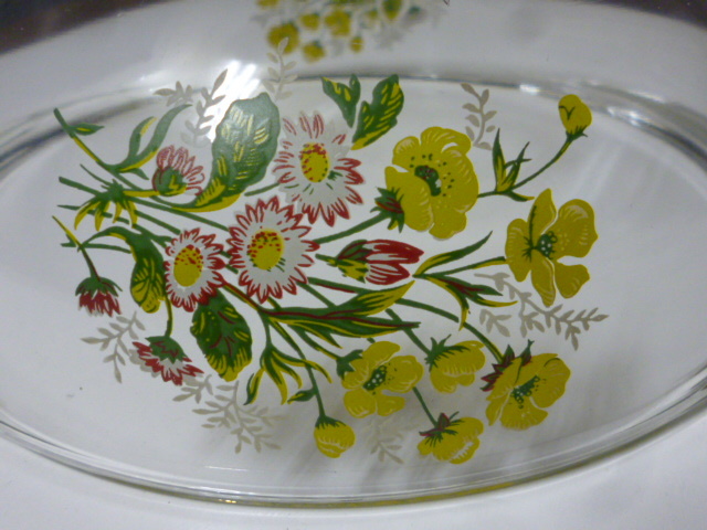  Showa Retro PYREX JAPAN heat-resisting glass container cover attaching bowl floral print flower Pyrex kitchen interior miscellaneous goods 