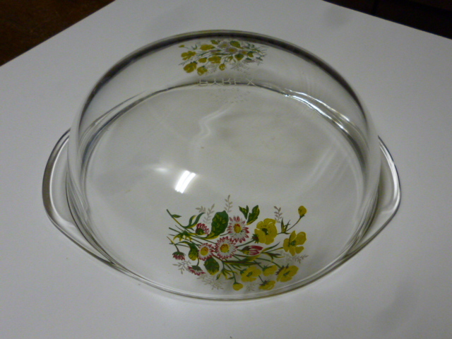  Showa Retro PYREX JAPAN heat-resisting glass container cover attaching bowl floral print flower Pyrex kitchen interior miscellaneous goods 