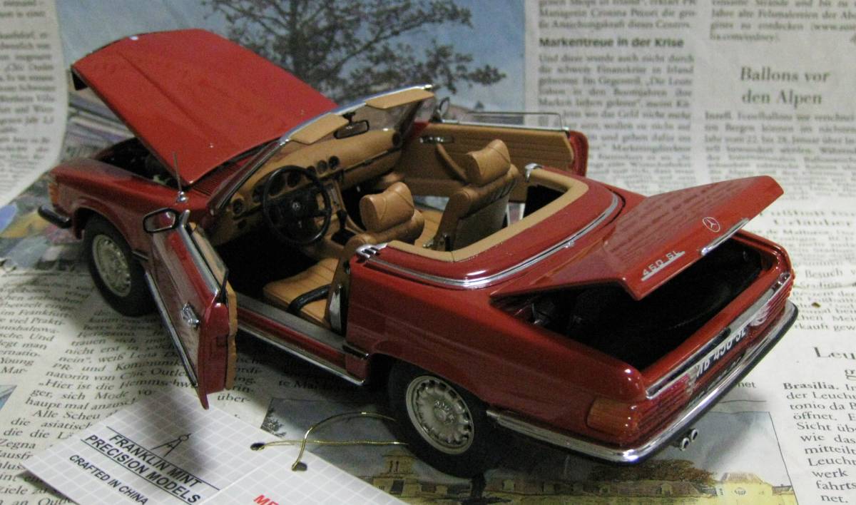 * out of print * Franklin Mint *1/24*1973 Mercedes-Benz 450SL Roadster red 