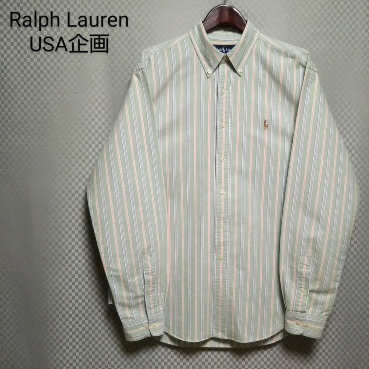ラルフローレン☆ボタンダウンシャツ ストライプ柄 BD 長袖 XL マルチカラー