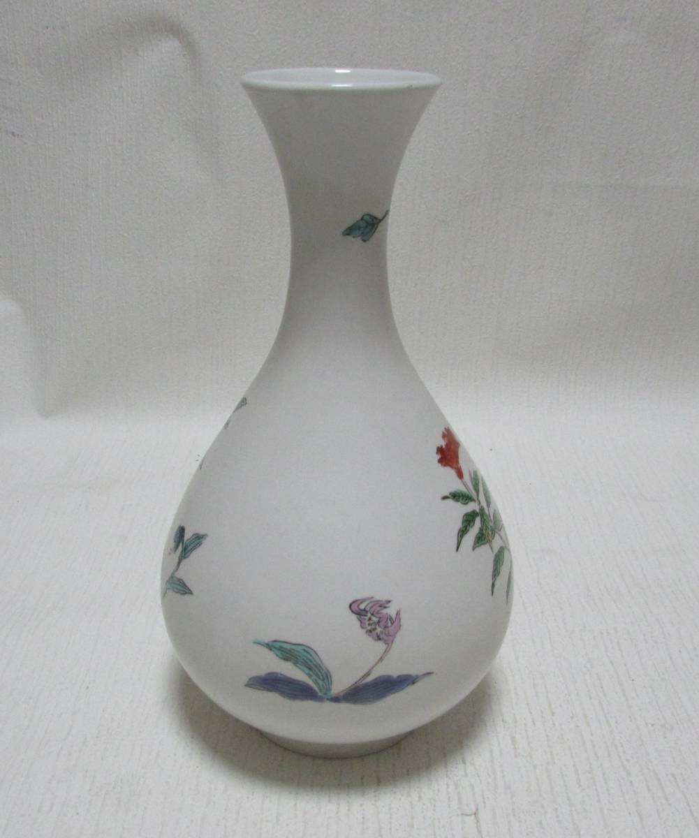 [No756] 花瓶 山野草絵 陶磁器製 中古品の画像3