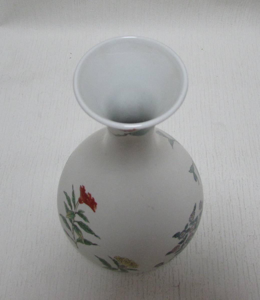 [No756] 花瓶 山野草絵 陶磁器製 中古品の画像5