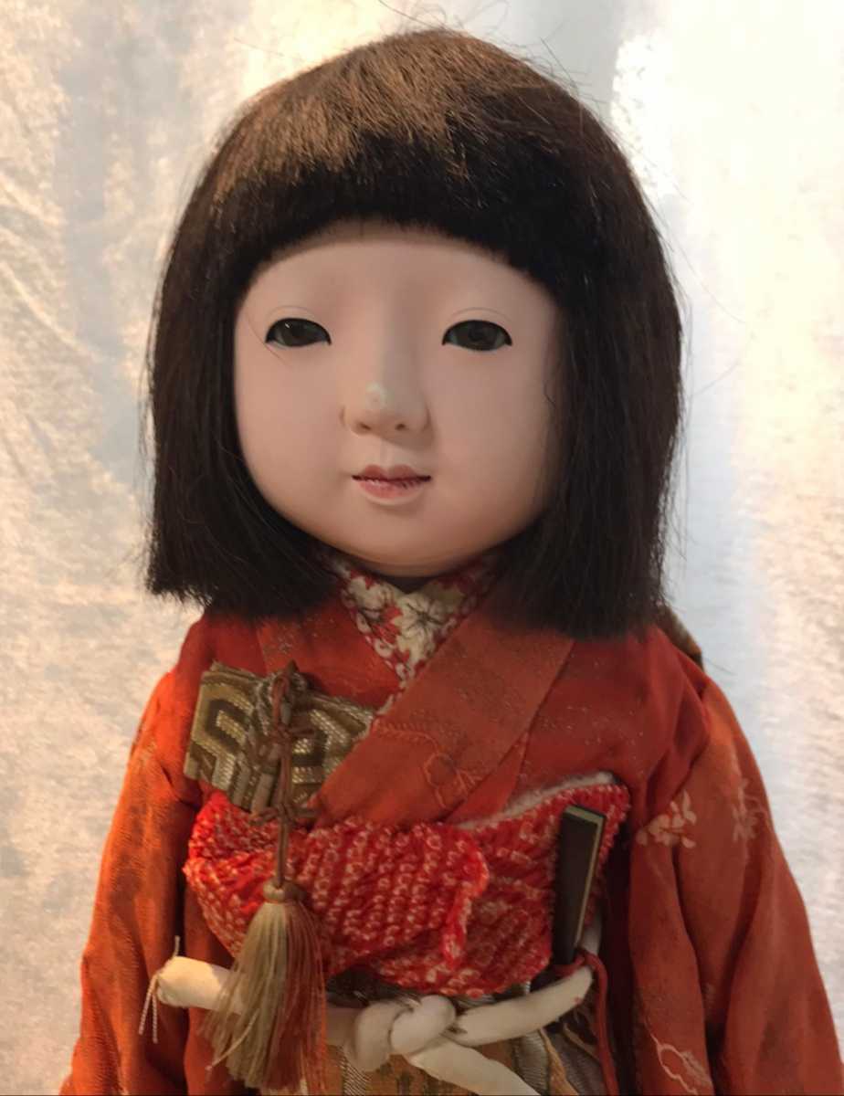 人形・フィギュア】市松人形 女の子 銘あり 豊龍斎 木製のスタンド付き ...