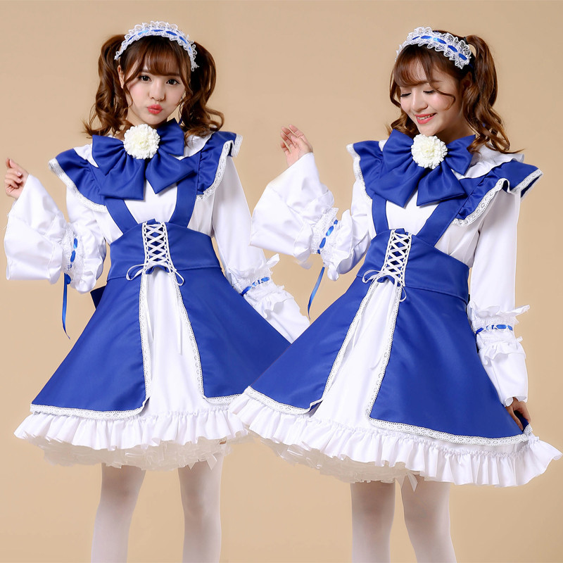 [ ream ] One-piece made clothes Lolita an educational institution festival Halloween festival Event costume play clothes Indigo 