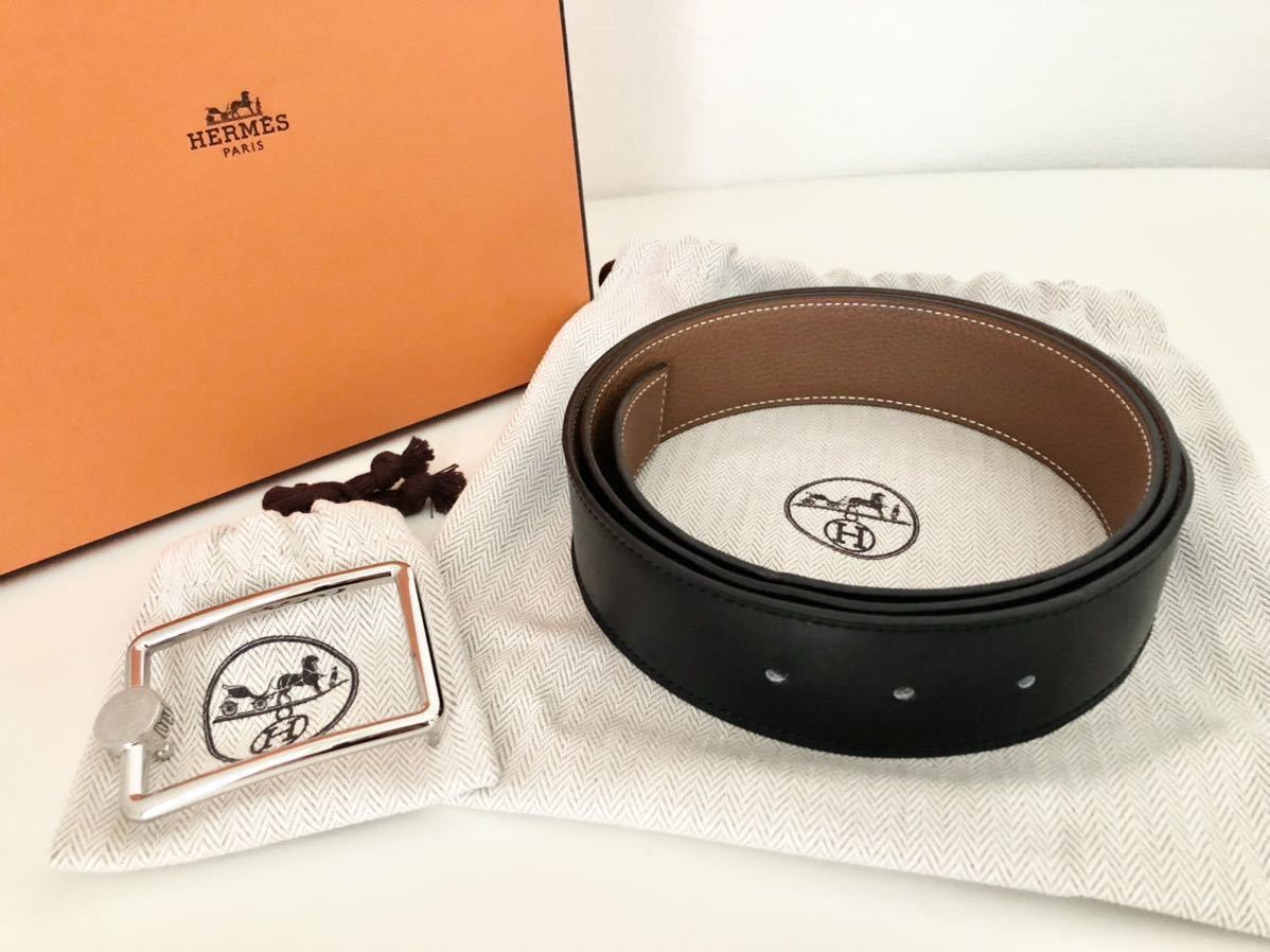 美品】【HERMES/エルメス】Oscar ベルト ボックスカーフ リバーシブル
