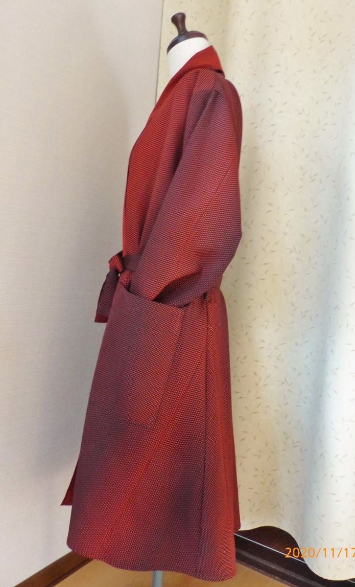  красный чёрный точка градация kashu прохладный пальто flair свободная домашняя одежда пальто кимоно переделка шерсть обратная сторона нет ручная работа 