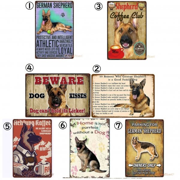 [ free shipping ] German shepherd ① dog kind metal autograph plate metal signboard [ new goods ]