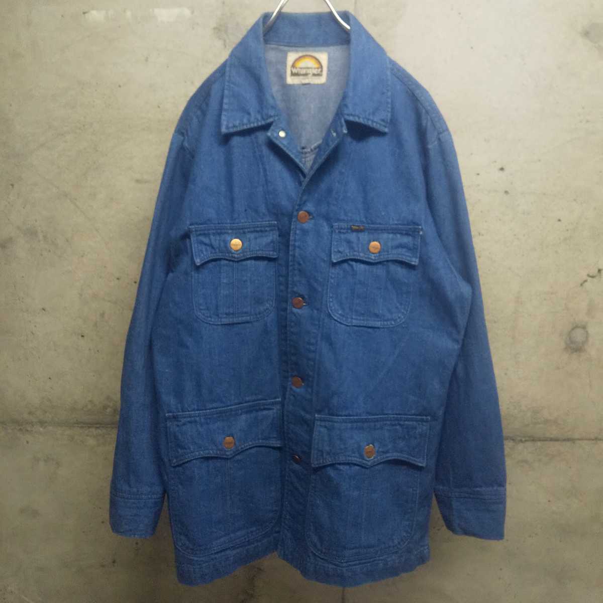 80s wrangler / ラングラー デニムジャケット L 虹タグ デニム コート カバーオール vintage ヴィンテージ ビンテージ 古着  used