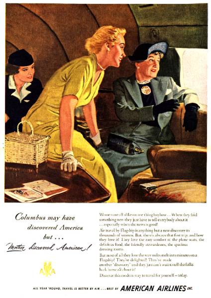 ●146F　1949年のレトロ広告 アメリカン航空　AMERICAN AIRLINES_画像1
