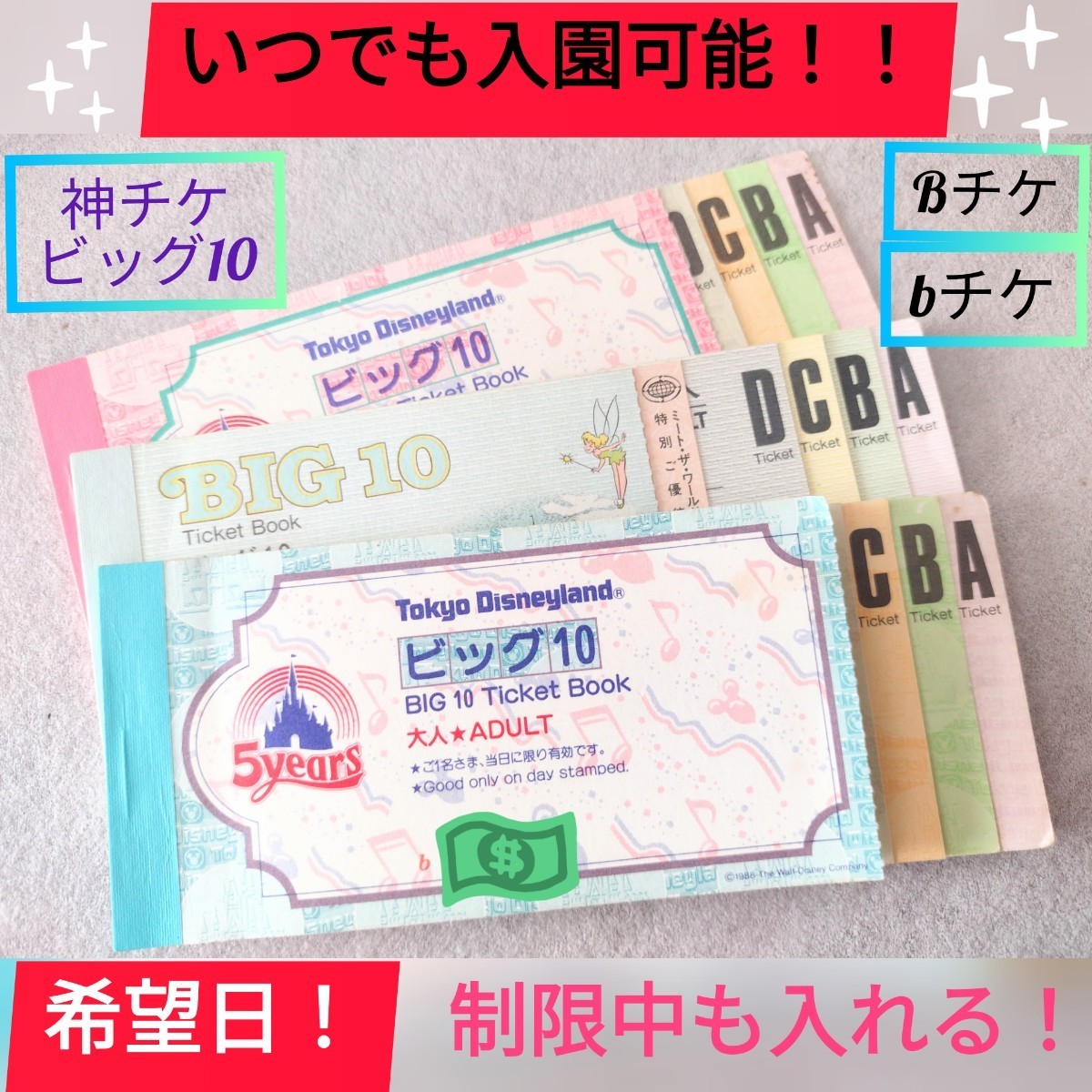 Paypayフリマ ビッグ10 ディズニー チケット ４枚 希望日いつでも入園可能 クリスマス 年末年始 制限中 誕生日 記念日 パスポート