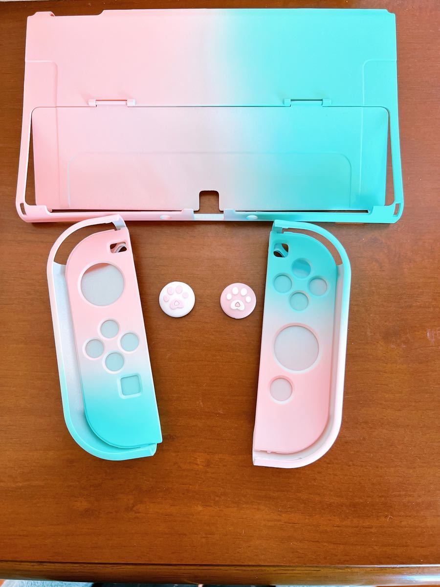 任天堂switch ニンテンドースイッチOLED有機ELハードカバー＆スティックカバーセット　分体式保護ケース　ジョイコンカバー　