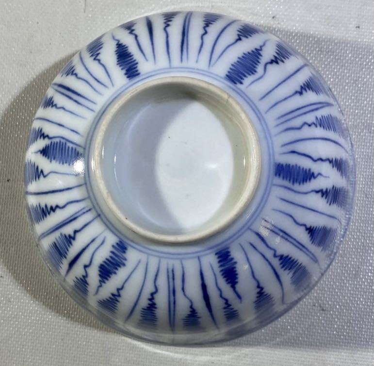 古伊万里 #染付 花びら文 蓋付茶碗 5客 西とA 古伊万里 #染付 花びら文 蓋付茶碗 5客 西とA