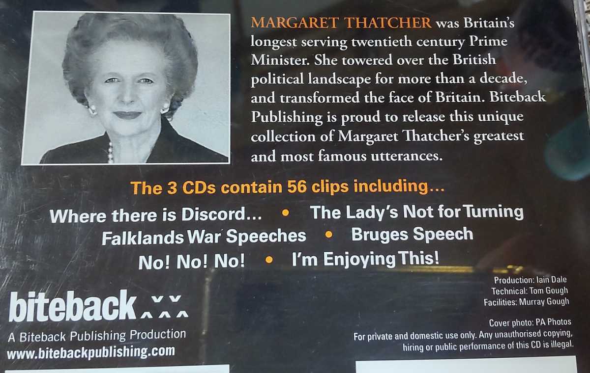 ♪マーガレット・サッチャー MARGARET THATCHER【IN HER OWN WORDS】3CD♪BBPCD001_画像3