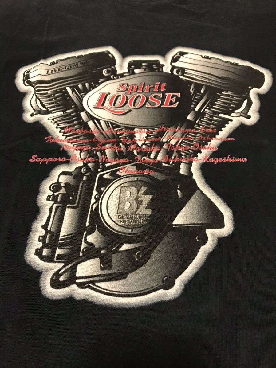 当時物.良品☆90s B'z／ビーズ　メンズL位 半袖ライブTシャツ・希少.90年代 LIVE-GYM '96 Spirit LOOSE 稲葉浩志.松本孝弘氏 ヘッド柄 黒色_画像5