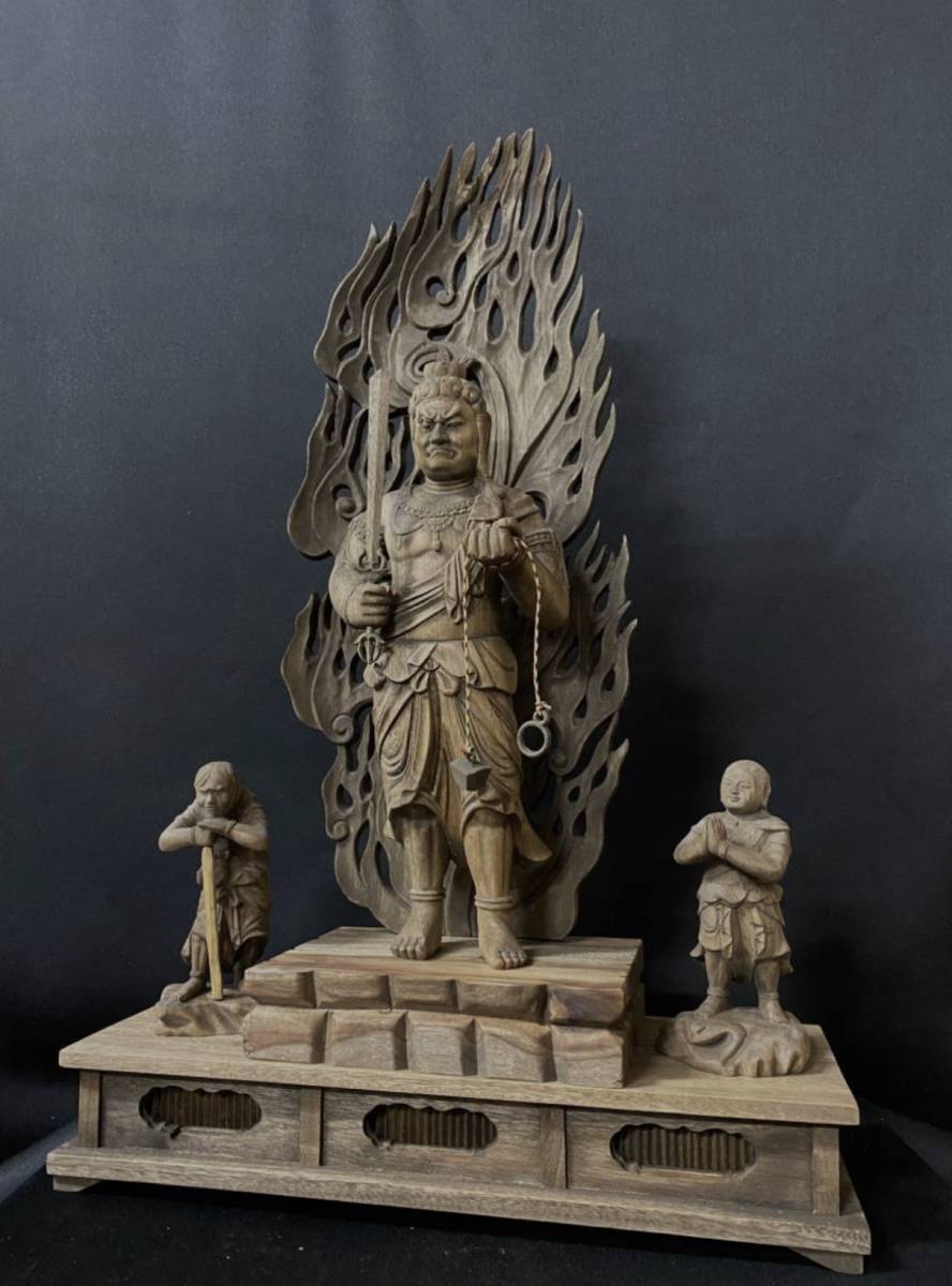 高57cm 仏教工芸品 楠材 時代彫刻 古美術 木彫仏教 精密彫刻 仏師で