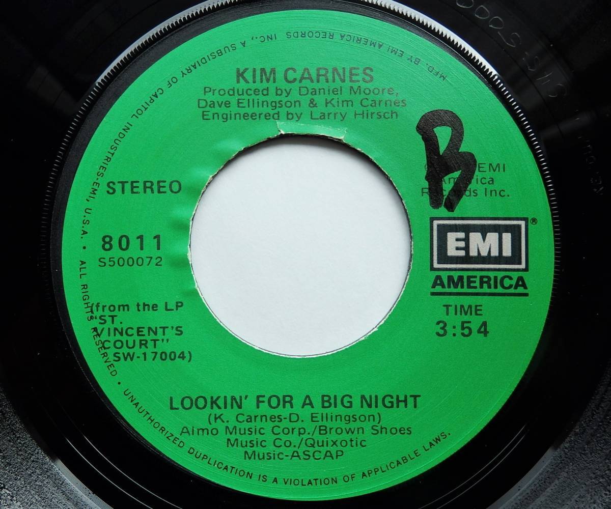 【USオリジナル7インチEP/4枚まとめて送料無料/1979年盤】KIM CARNES / It Hurts So Bad b/w Lookin' For A Big Night_画像3