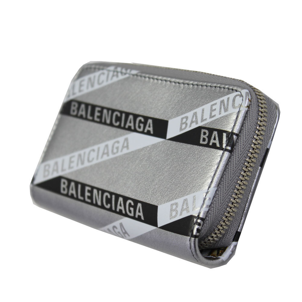  Balenciaga ячейка для монет мужской женский BALENCIAGA Logo кожа серебряный 551937 00T0N 1480