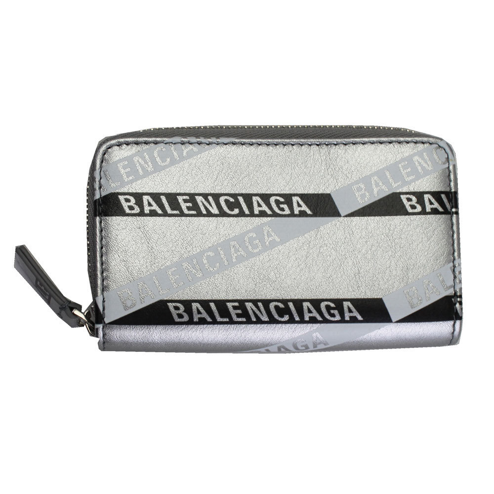  Balenciaga ячейка для монет мужской женский BALENCIAGA Logo кожа серебряный 551937 00T0N 1480