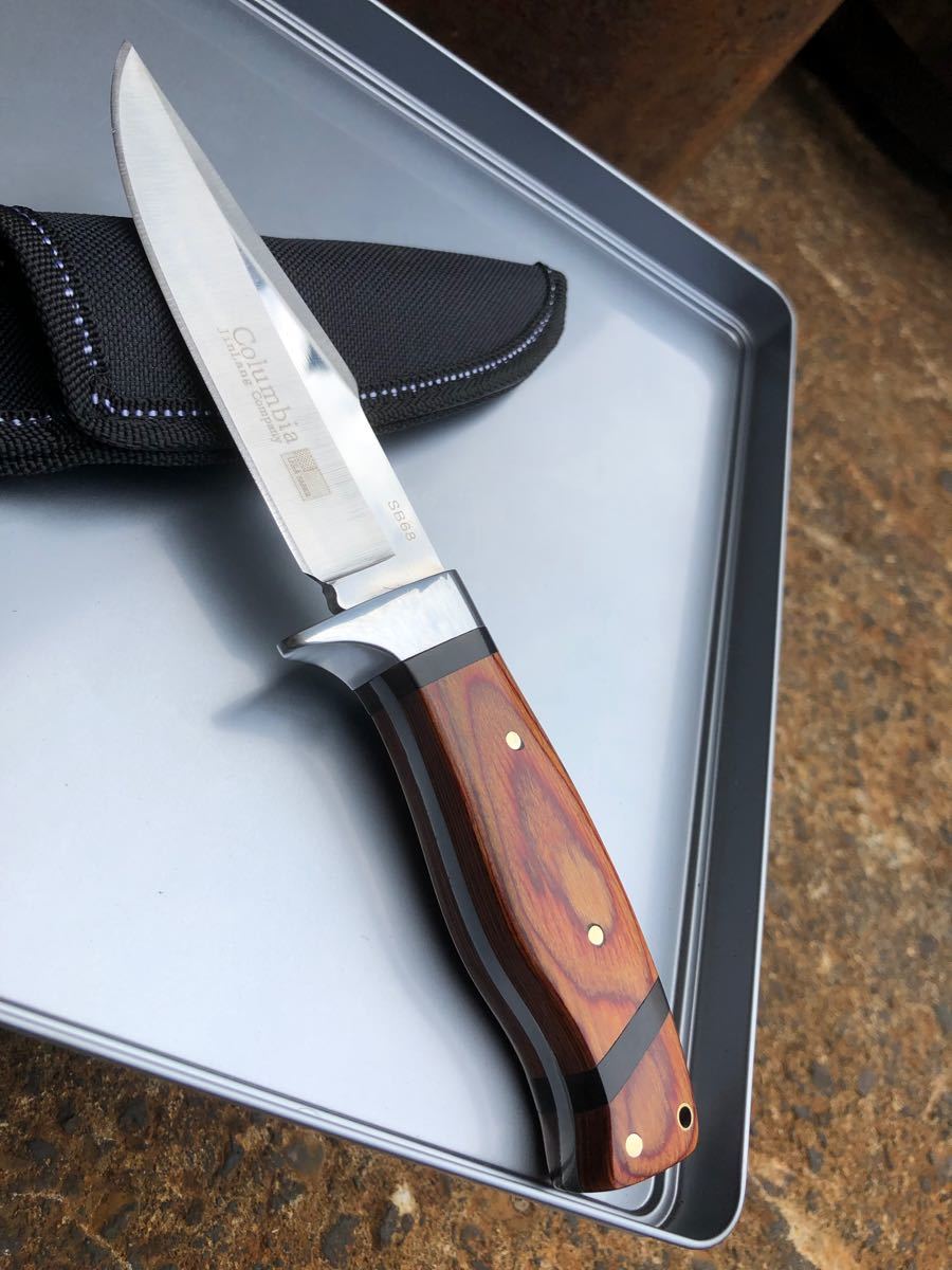 SB68 コロンビアナイフ 高品質シースナイフ 天然ウッドハンドル