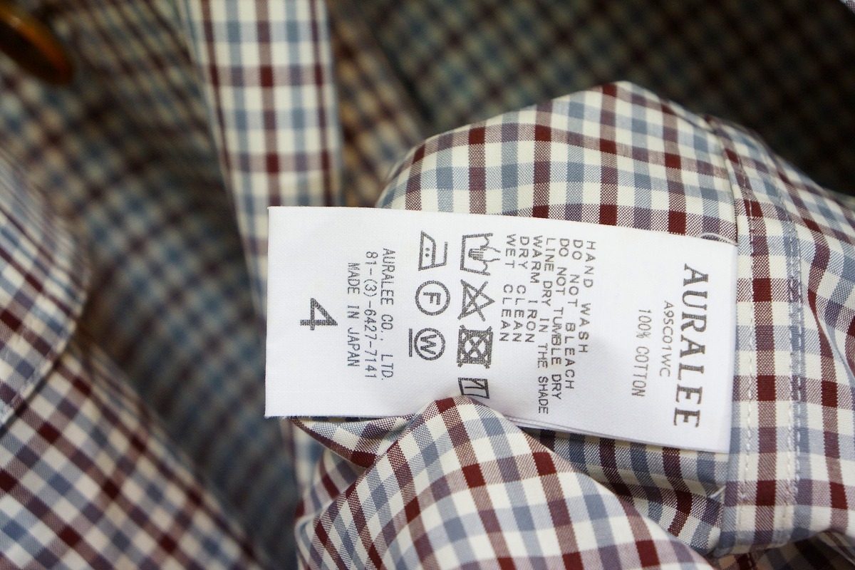 特価ブランド特価ブランドAURALEE FINX WEATHER CLOTH CHECK COAT