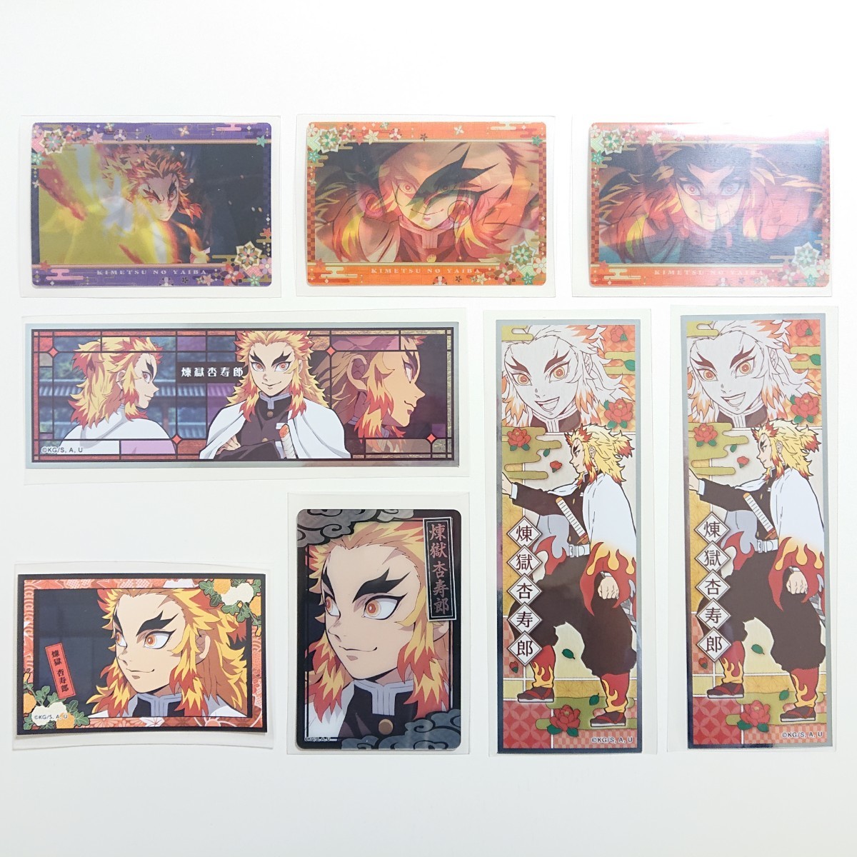 鬼滅の刃 煉獄杏寿郎 カード & ステッカーセット/ロングステッカー、デコステッカー、名場面回顧カード、コレクターズカード