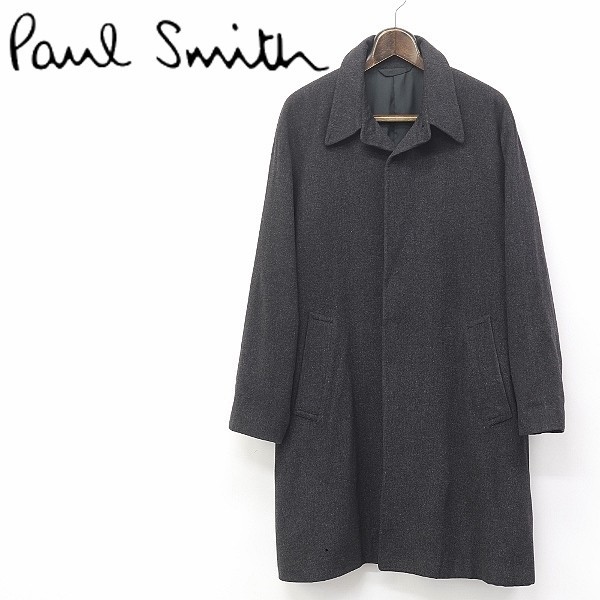 ◆Paul Smith LONDON/ポールスミス ロンドン カシミヤ混 ウール ステンカラー コート チャコールグレー M_画像1