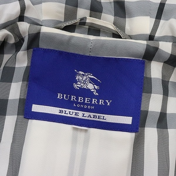 ◆BURBERRY BLUE LABEL/バーバリー ブルーレーベル 裏地チェック柄 ウール フーデッド ハーフ コート 水色 38_画像7