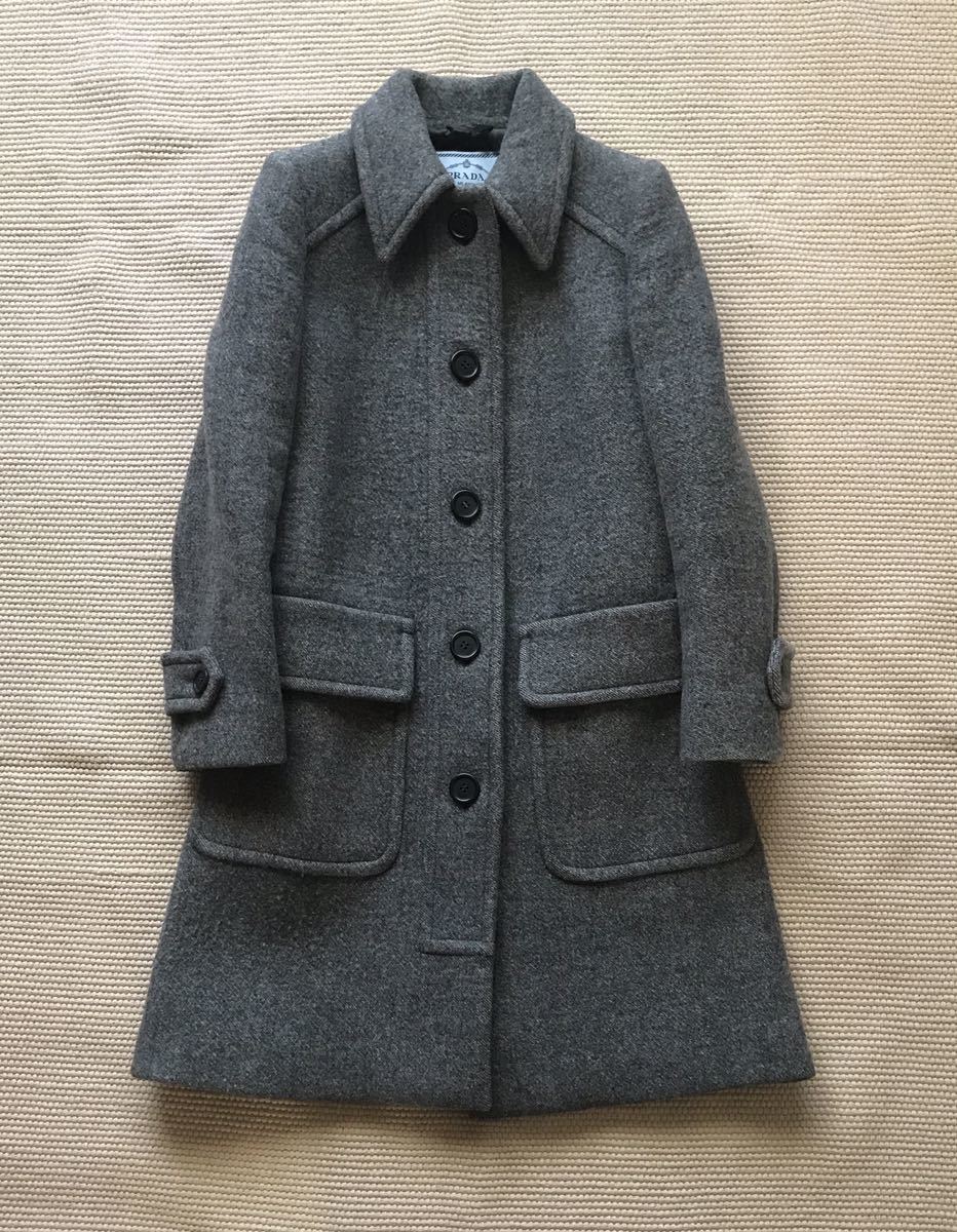 極美品☆PRADA プラダ カシミヤ チェスターコート 36 グリーン-