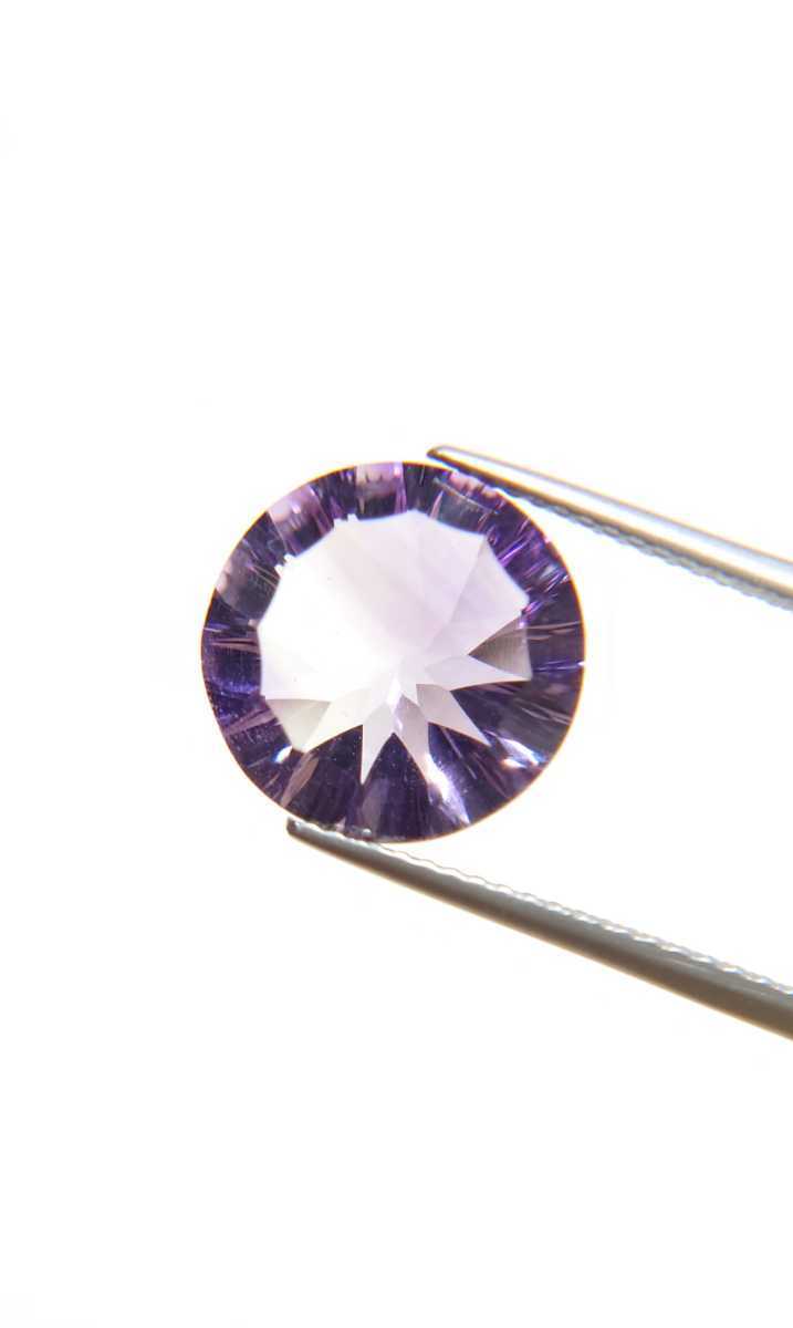 美品！　アメジスト　4.69ct ラウンド　コンケーヴ　ルース（LA-4826）_画像5