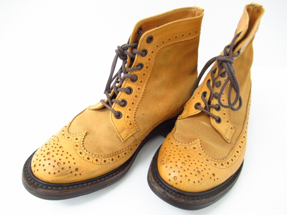 Tricker's トリッカーズ コマンドソール ウィングチップ ブーツ SIZE:7.5 M7309 ▼SH5498_画像1