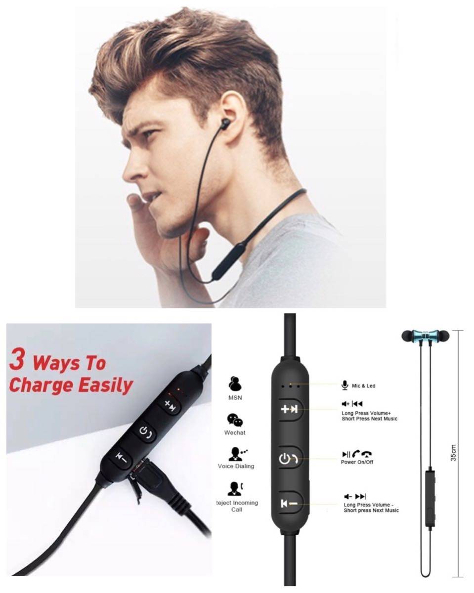 Bluetooth　イヤホン　ワイヤレスイヤホン iPhone　アンドロイド　対応 イヤホンマイク 両耳　USB 充電 高音質 重低音 シルバー_画像4