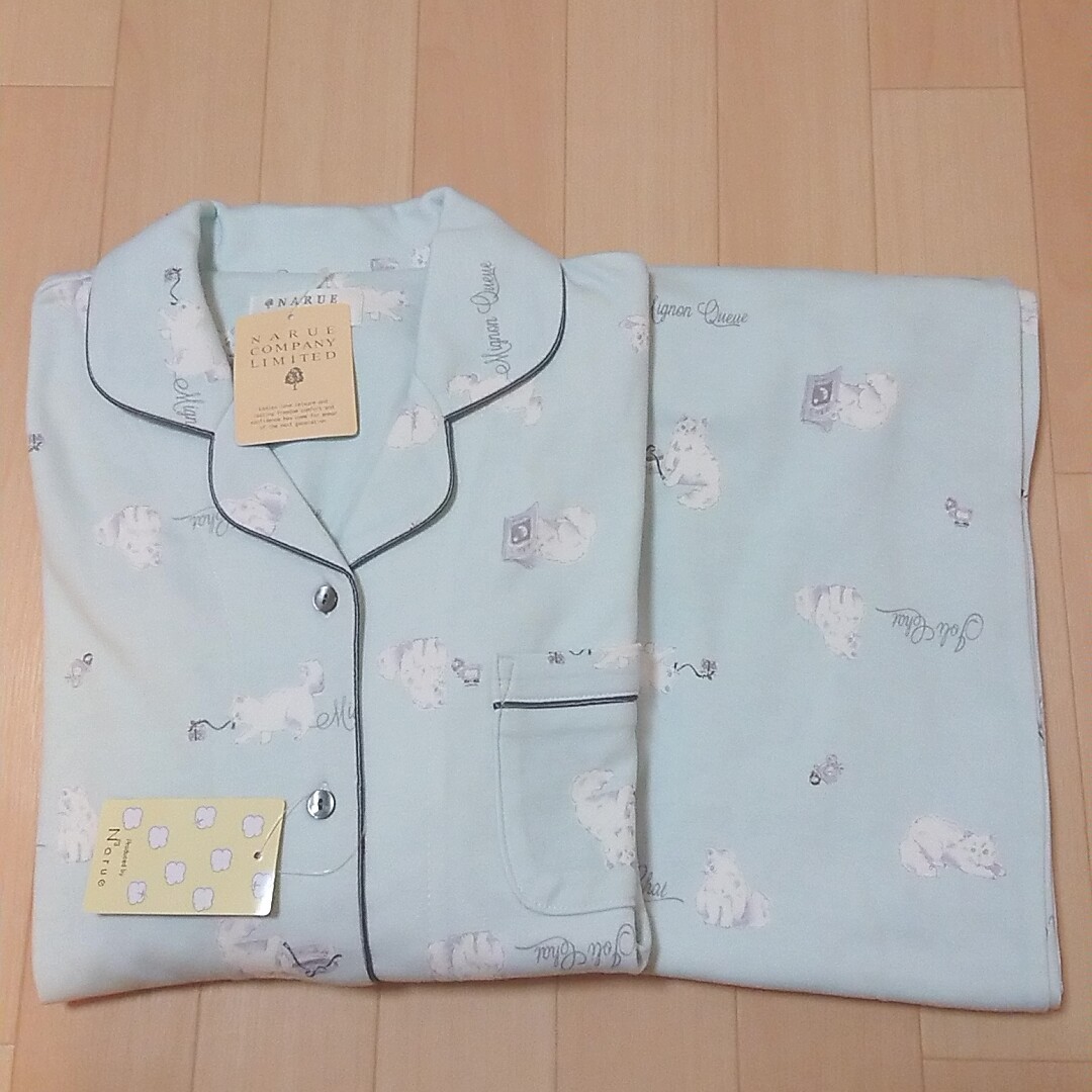 ナルエー M〜Lパジャマ 水色 猫柄 新品】 ナルエーnarue 長袖パジャマ M~L ブルー 猫柄|Yahoo
