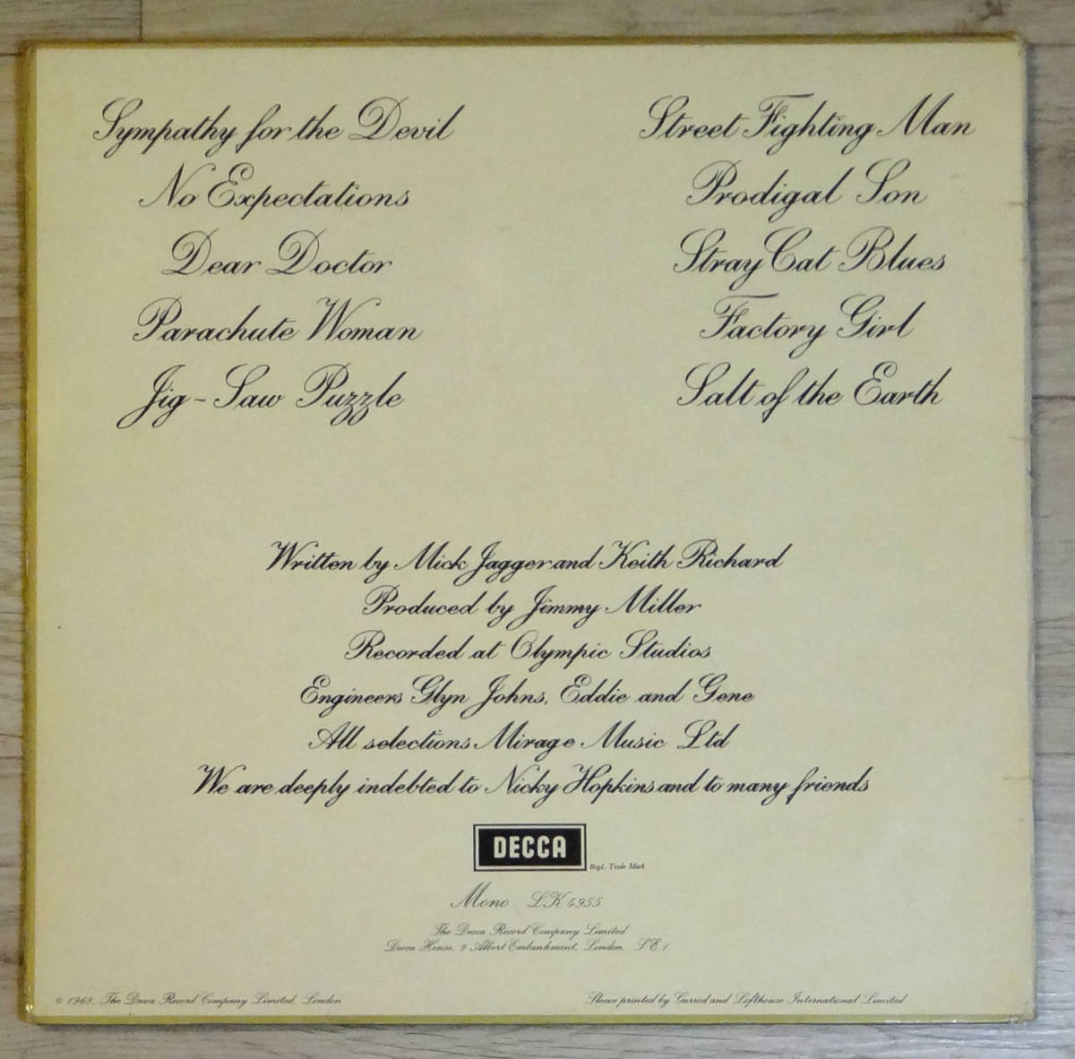 極美! UK Original 初回 DECCA LK4955 Beggars Banquet The Rolling Stones_画像2