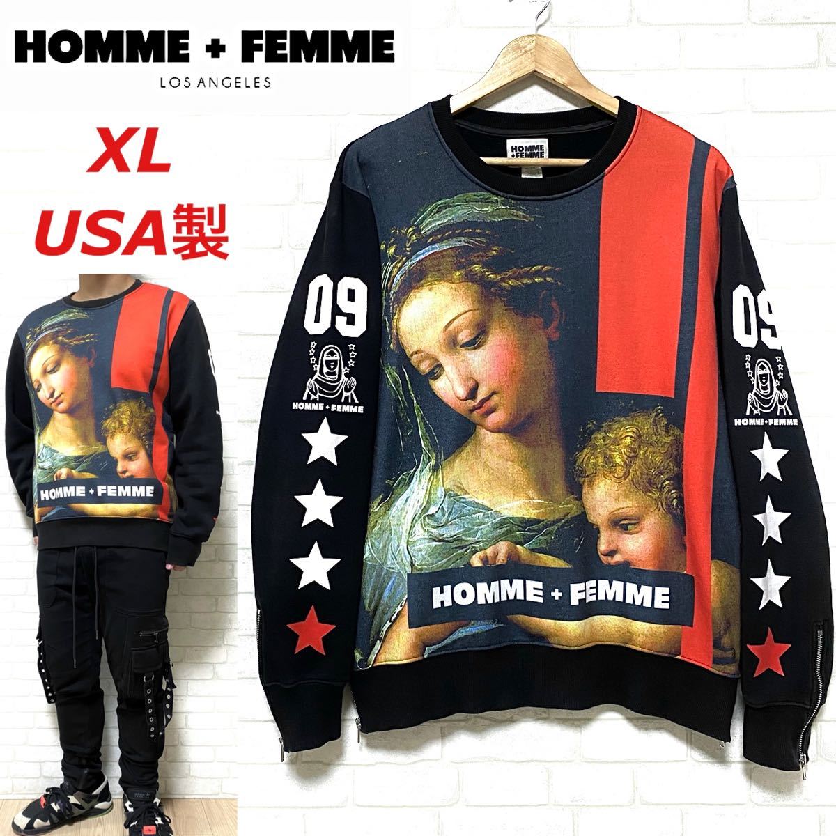 HOMME＋FEMME LA オムファムエルエー マリア 絵画 クルースウェット