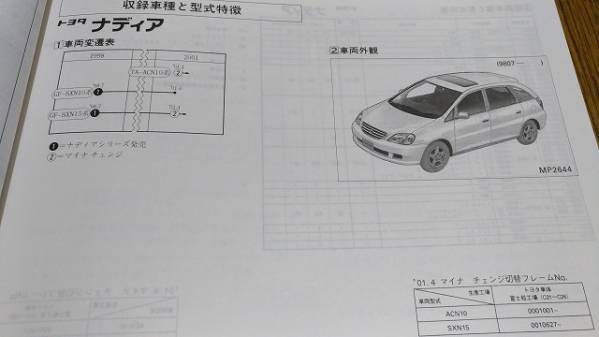 ナディア　 (ACN10系 )　 車検?外裝パーツカタログ　 '98.7~　　管理№ 62064 