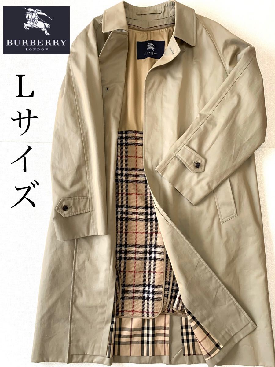 美品】BURBERRY LONDON ステンカラーコートノバチェック Lサイズ-