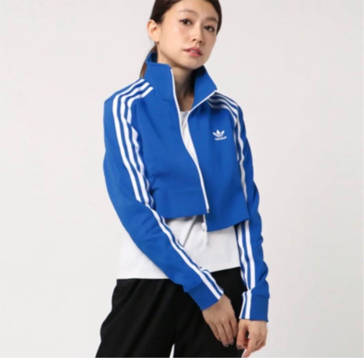 adidas originals アディダスオリジナルス クロップド丈トラックジャケット ブルーLサイズ タグ付き未使用品