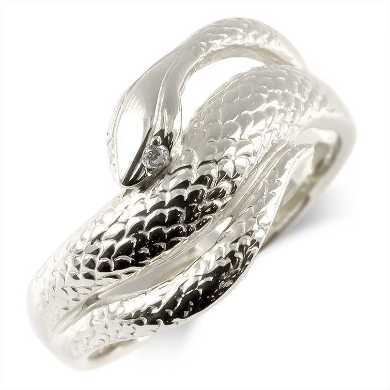 シルバー リング メンズ ダイヤモンド 蛇 指輪 スネークリング sv925 幅広 ピンキーリング ヘビ ダイヤ 男性 人気 送料無料