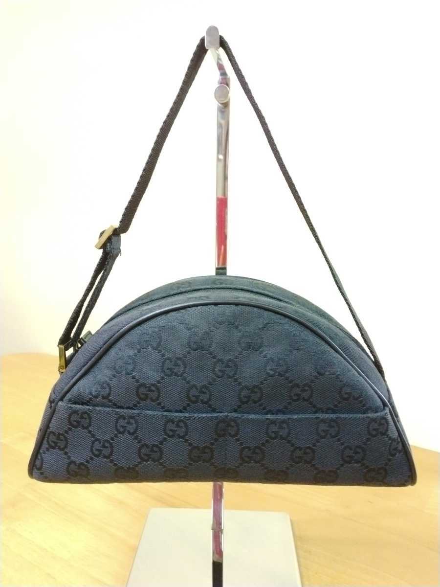 美品 GUCCI バッグ グッチ ポーチ GG柄キャンバス 黒 ハンドバッグ