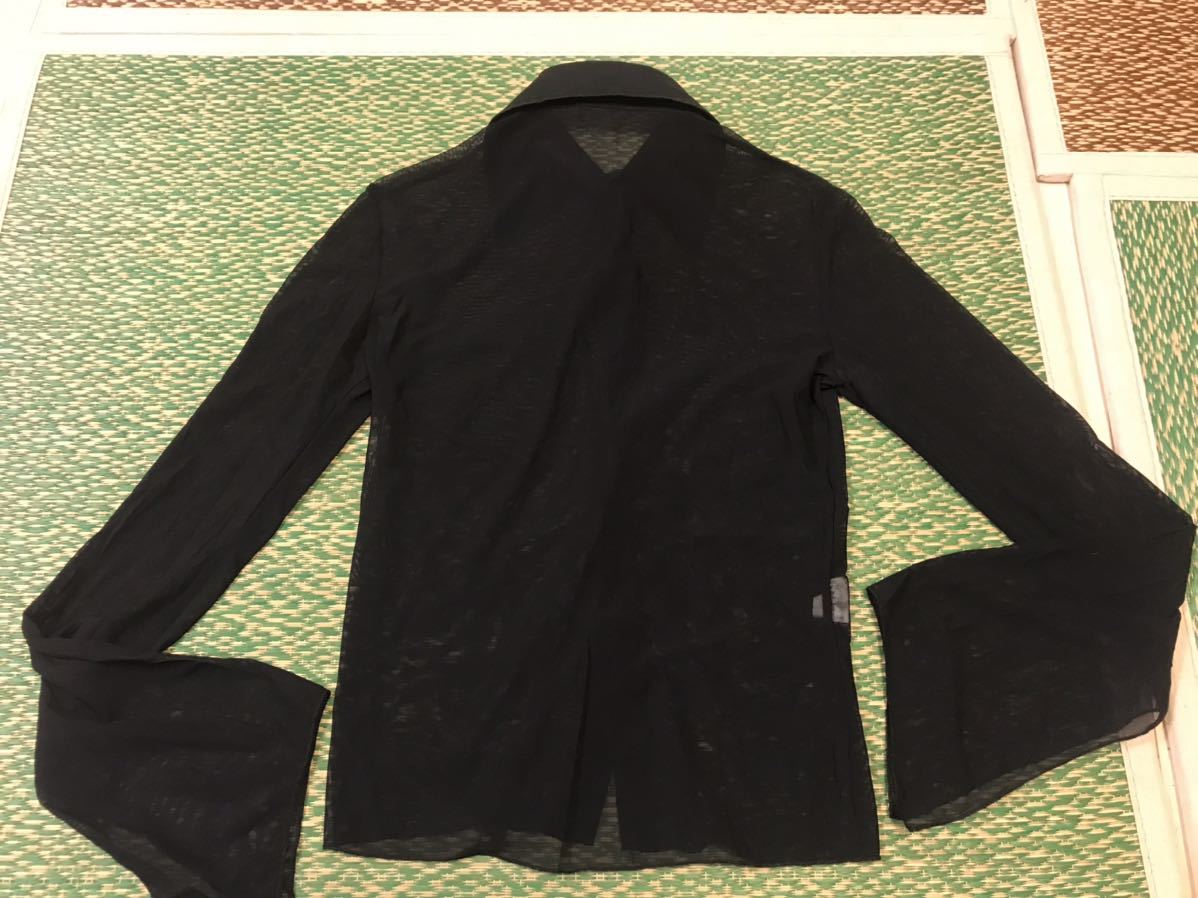 ビンテージ 70s ブラウス 黒系シースルシャツ